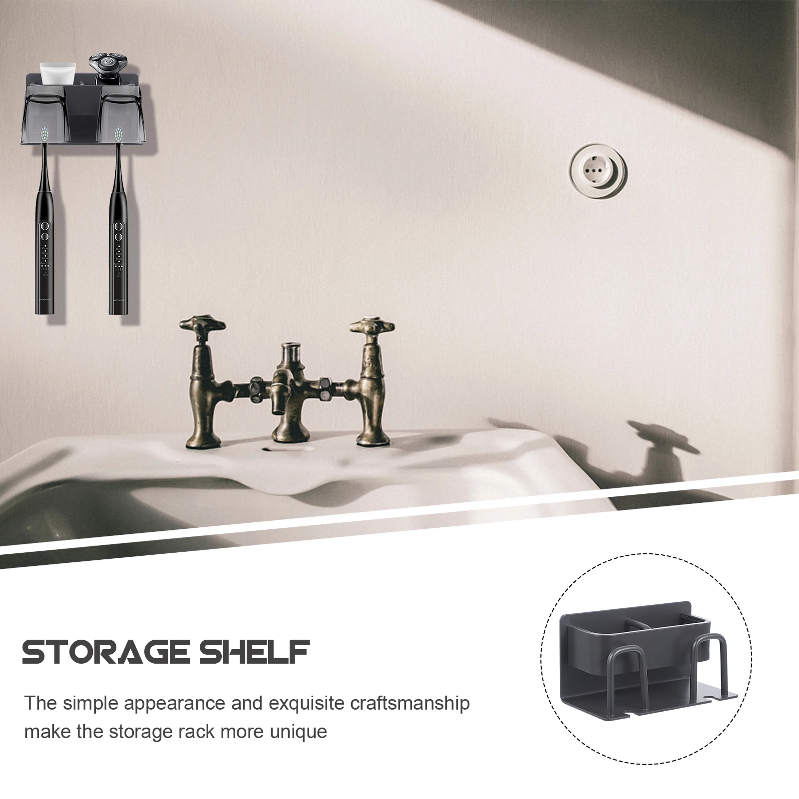 

Aluminum Toothbrush Holder Wall Mounted Bathroom Organizer Storage Rack For Home Kitchen 12.5X6.5Cm Design Adhesive