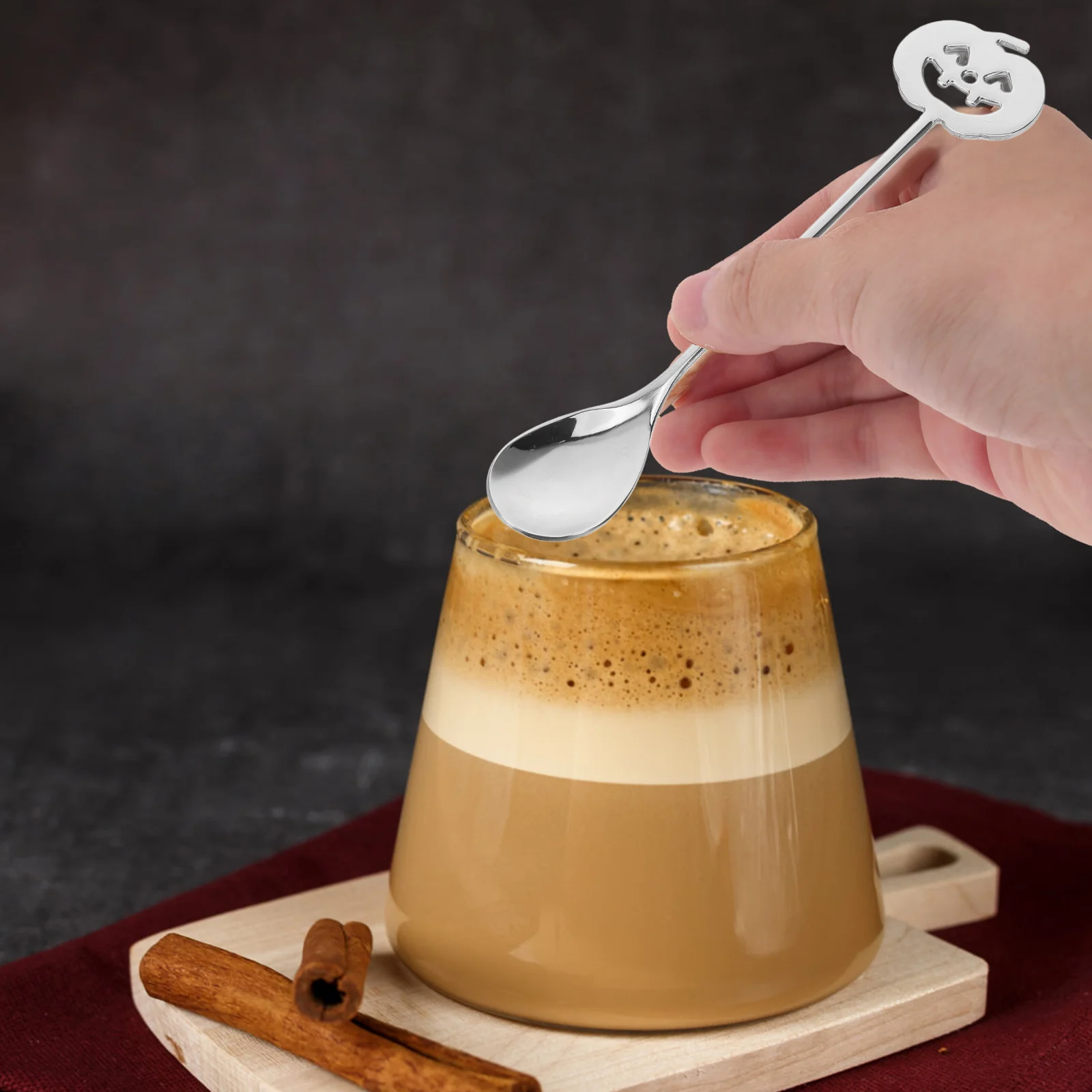 

Exquisite Craftsmanship Stainless Steel Pumpkin Head Spoon Fine Polishing Healthy Safe Multi Function Cocktail Stirrer Halloween