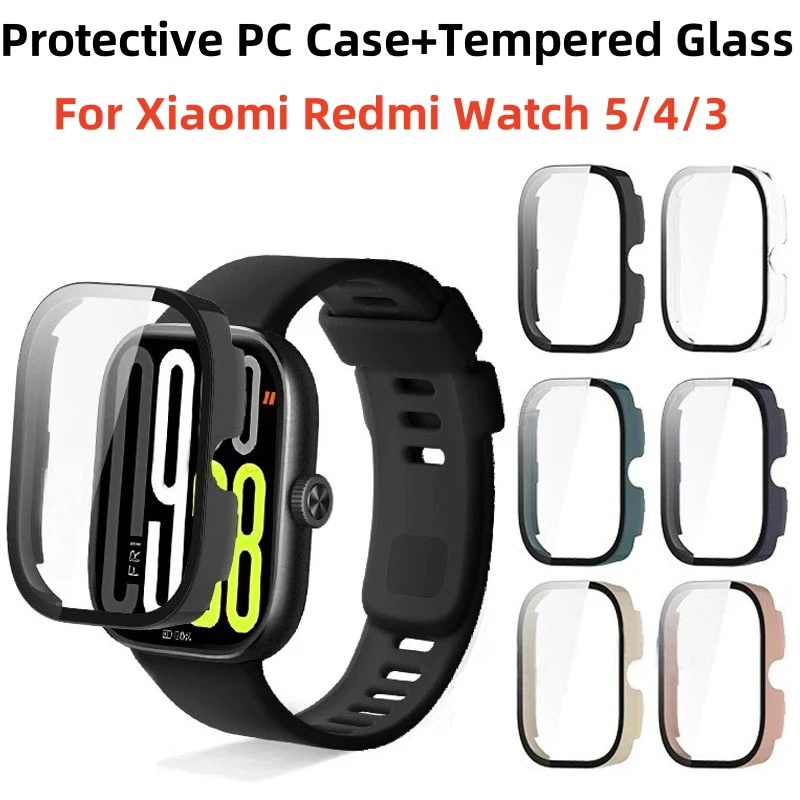 PC Case+Tempered Glass For Xiaomi Redmi Watch 5 Smartwatch Screen Protector Frame Bumper for Redmi Watch 4 3 Watch5 Cover Shell