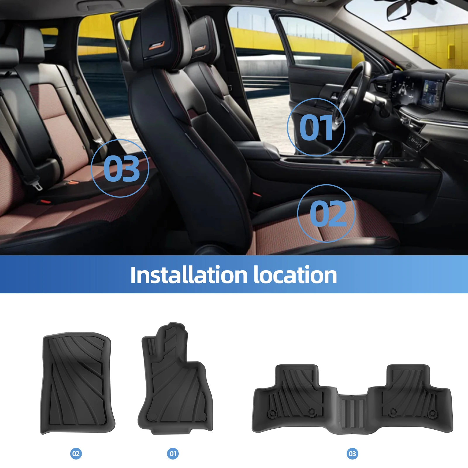 Smabee Right Drive for Mercedes-Benz GLC X254 SUV 5Seater Fuel 2025 TPE Car All-weather Floor Mats Trunk Pad Accessories Black view 2