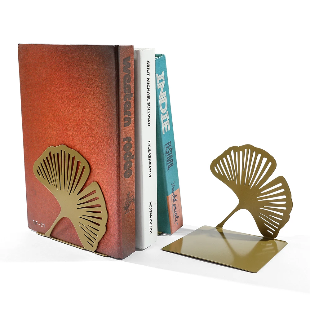 ginkgo leaf Hollow Bookstands Metal Star Bookends Book Support Office Decoration Book Rests Document Holder Gifts