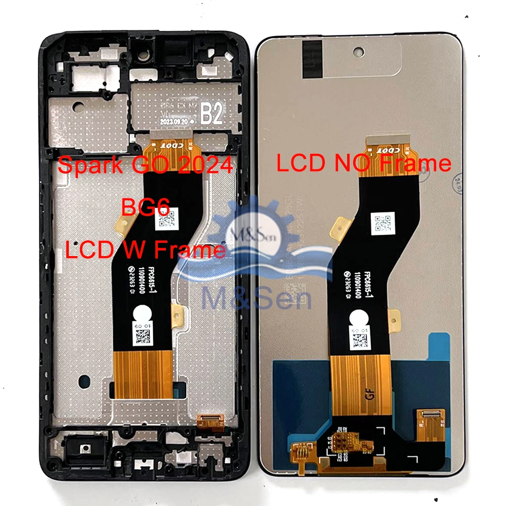 6.6\'\' Original For Infinix Tecno Spark Go 2024 BG6 LCD Display Screen Touch Panel Digitizer For Tecno Spark Go 1 KL4 Frame