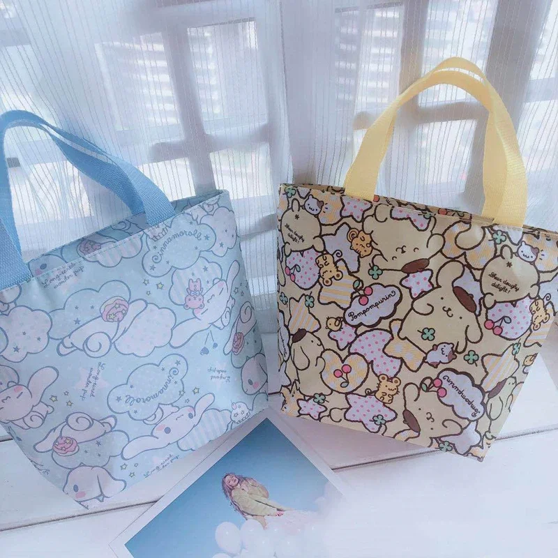 Sanrio Hello Kitty Handbag New Cartoon Cinnamoroll My Melody Cinnamon Storage Bag Tote Bags Lunch Box Kettle Bag Cute Anime