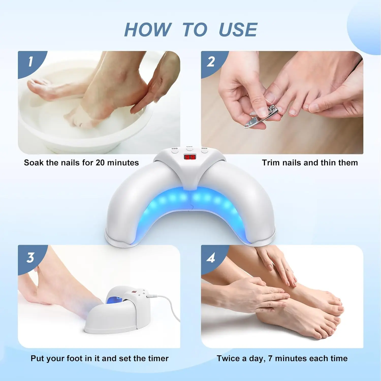 Nail Fungus Laser Device for Multiple Toenail 905nm470nm 7Minutes Painless Removes Ingrown Toenail Calcium Nail Fungus Treatment