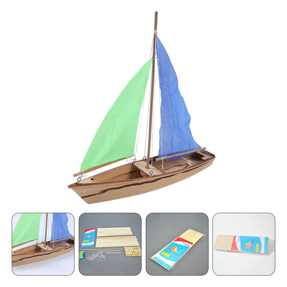 Kit de barco artesanal modelo de vela, velero de madera Hemoton, toddomía, juego de barco de madera DIY con rompecabezas de construcción de bolas