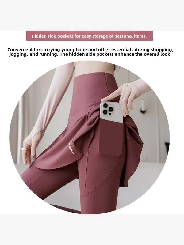 Yogahose mit hoher Taille, Damen-Arche, hautgemusterter, elastischer Bot, neun Zähne Länge, vielseitige Oberbekleidungshose