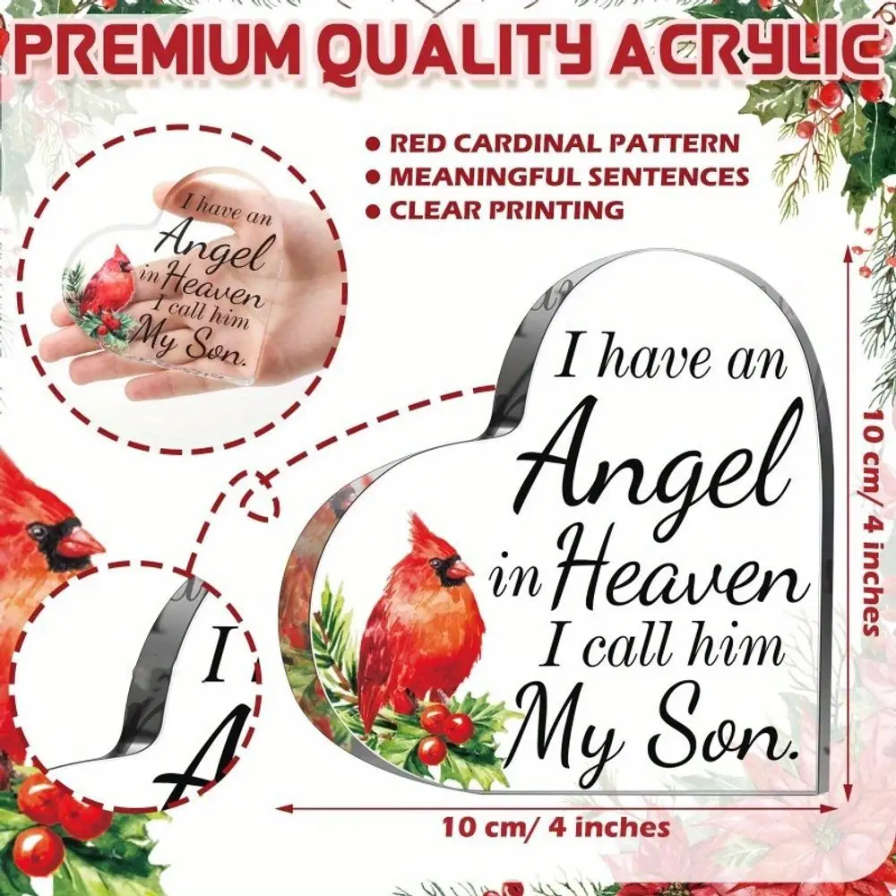 Memorial Gifts for Loss of Mom/Dad/Son/Husband in Heaven, 4 Inch Acrylic Table Decorations for Sympathy Bereavement Gift at Christmas