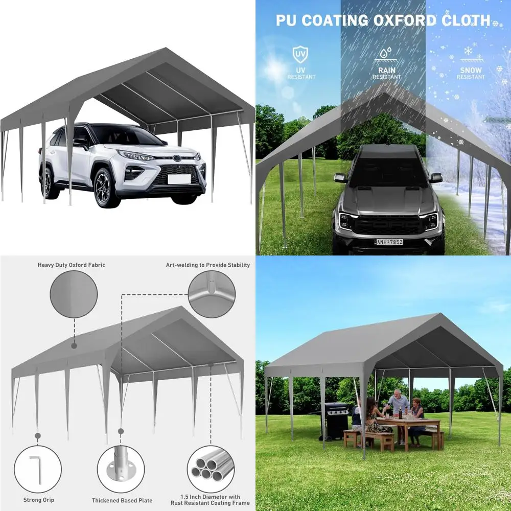 

13x20ft сверхмощный навес для автомобиля на открытом воздухе, устойчивый к ультрафиолетовому излучению, водонепроницаемая палатка для вечеринок, всесезонный портативный гаражный навес для беседки для c