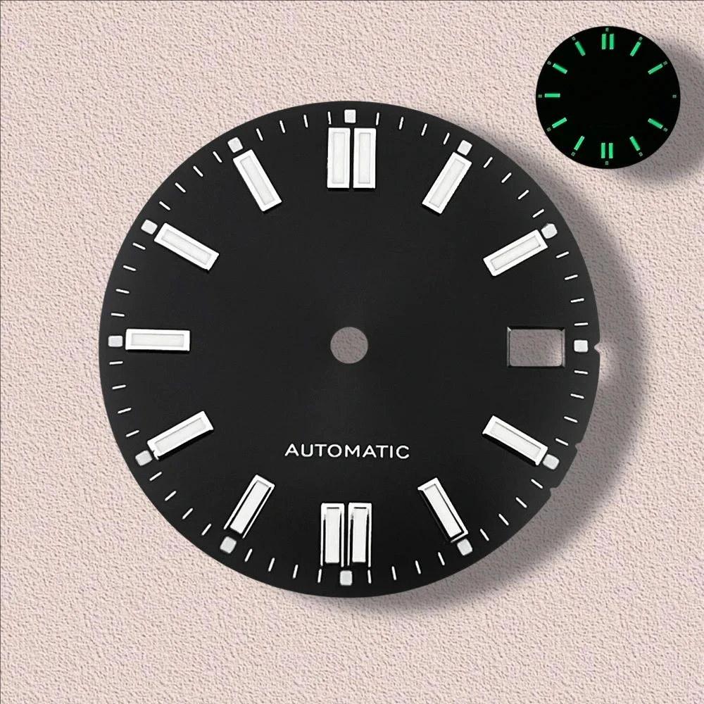

28.5mm S Logo Sunray Dial Fit NH35/NH36/4R/7S Movement Green Luminous High-Quality Watch Modification Accessories 3/3.8/4O'clock