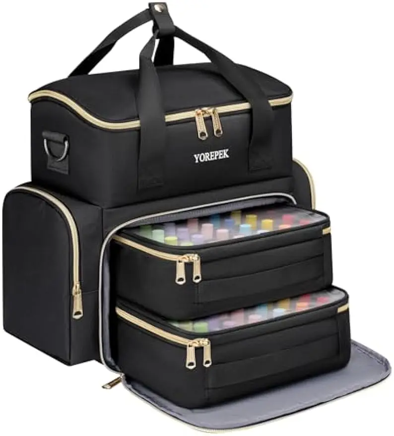 

Extra Large Nail Polish Organizer Case Holds 48-100+ Bottles, UV Lamp & Gel Polish Travel Bag with Removable Pouches