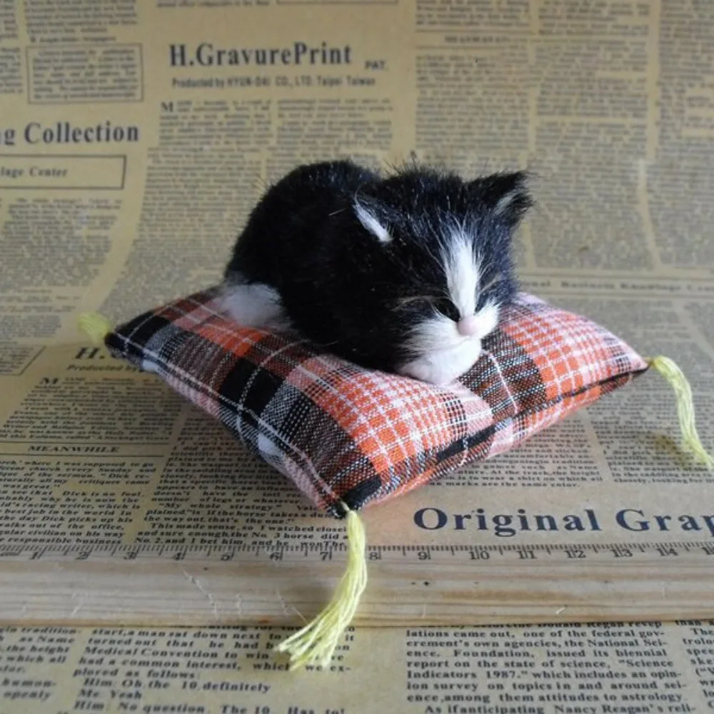 

Mini Kawaii Kitty Sleeping Cats Toy Lifelike Cloth Plush Cute Animal Doll Exquisite Soft Simulation Fur Cat Home Decor