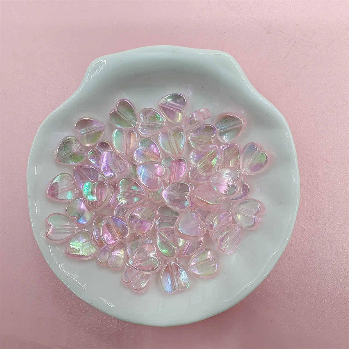 10/50Pcs DIY For Heart Loose Beads Macaron Jewelry Making Wholesale Necklace Accessories Bracelet Pendant Pearlescent