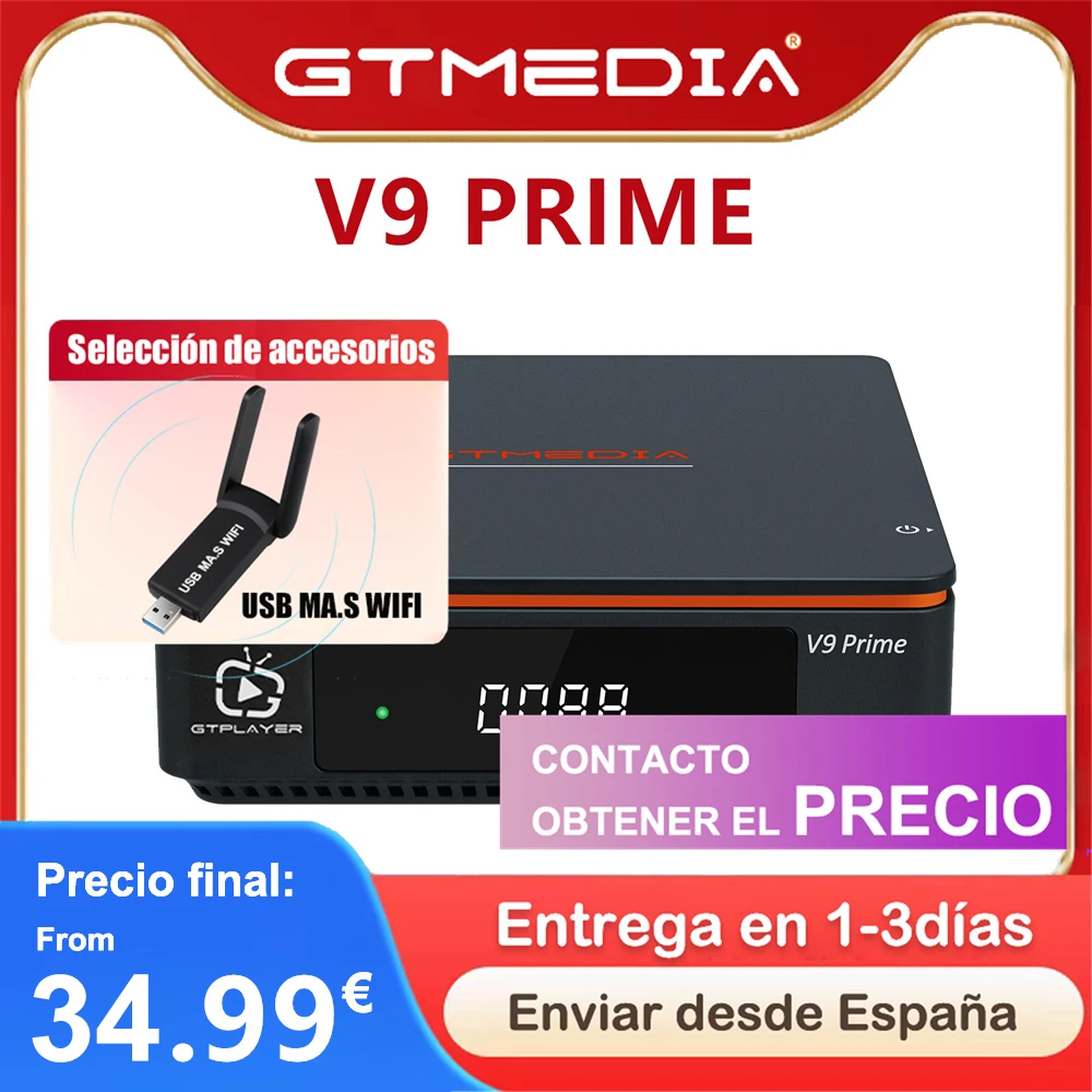 [D5] GTMEDIA V9 Prime Satellite Receiver USB MARS DVB-S/S2/S2X 1080P VCM/ACM/Multi-stream/T2-MI Support BISS auto roll 2.4G