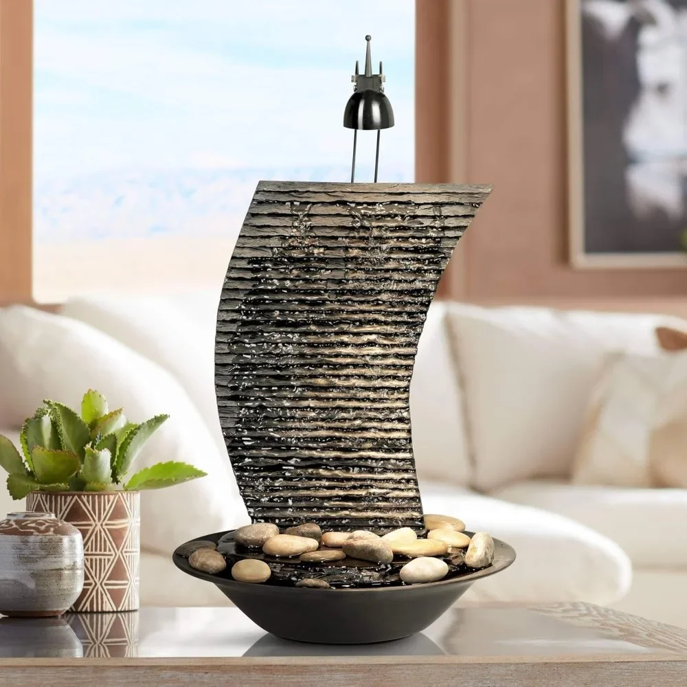 Water Ripple Japanese Zen Indoor Tabletop Fountain 17 1/4