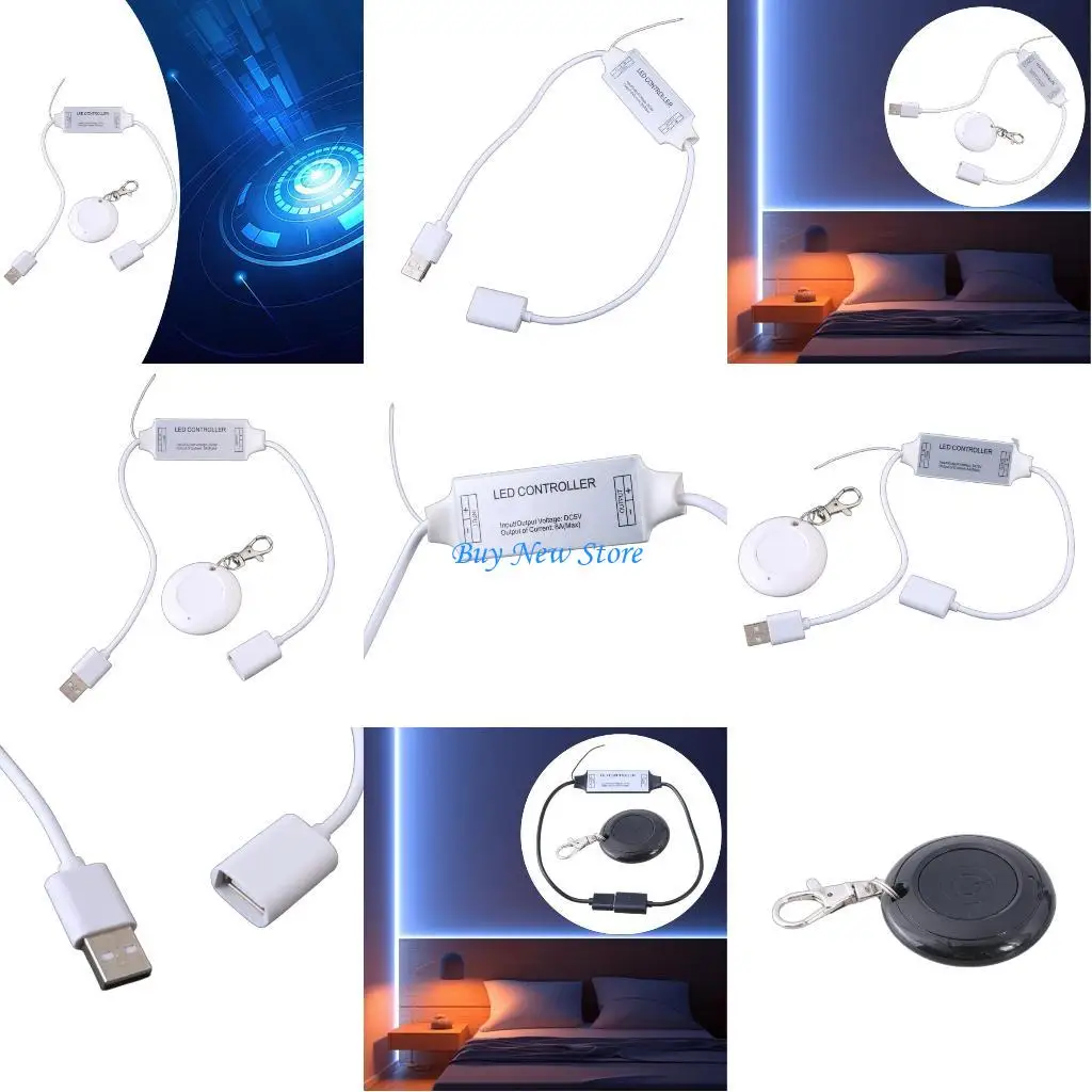 

20CE Remote Controlled Power Wire Line USB 5V Controller Cable Cord with Remote for 5V Fan LED Light Blowers Camp Lamp