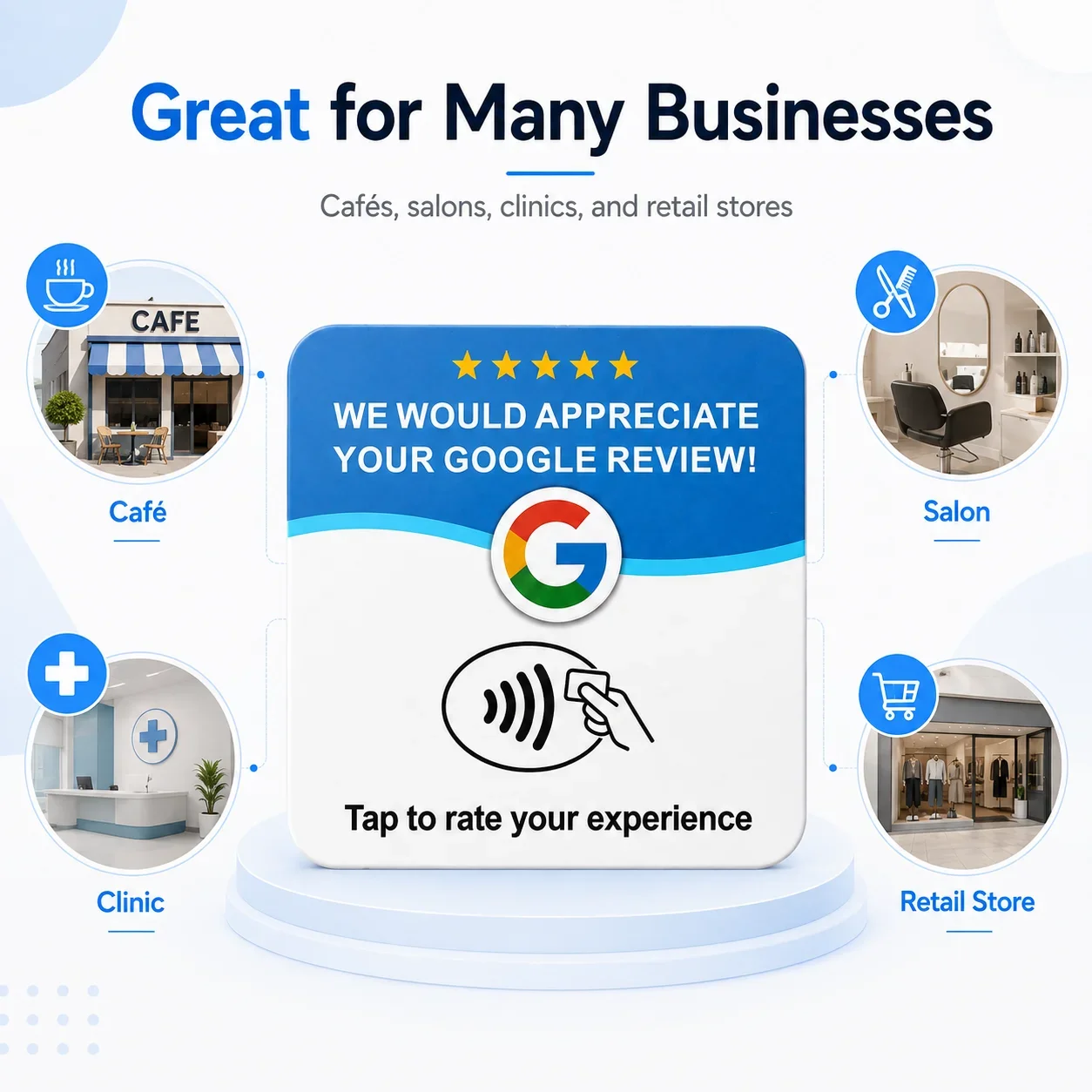 NTAG215 Programmable NFC Desktop Card 13.56MHz Square round Self-Adhesive PVC Tag for Google Menu Tap Table Access