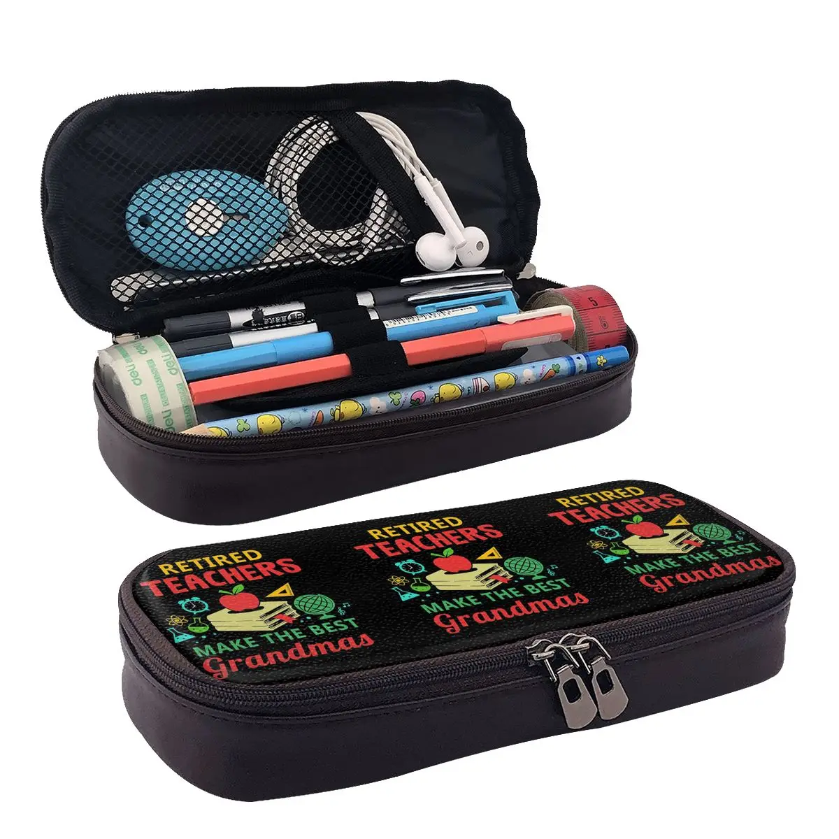 Retired Teachers Make The Best Grandmas Leather Pencil Case for Kids School Pen Box Pencil Bag Stationery Supplies