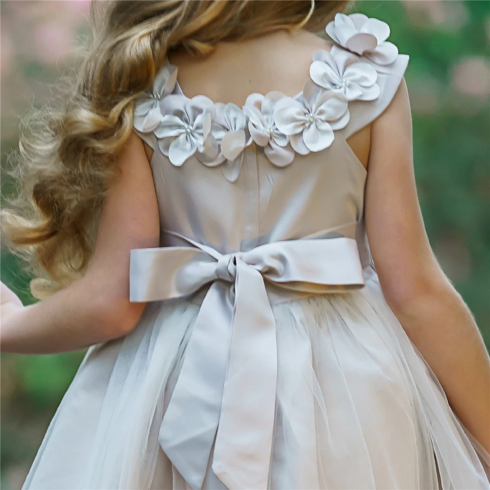 Schöne Tüll bloemenmeisje jurk Blumen mädchen Kleid Brautjungfer Kleider Prinzessin Ball Hochzeit Geburtstags geschenk Erstkommunion Kleider