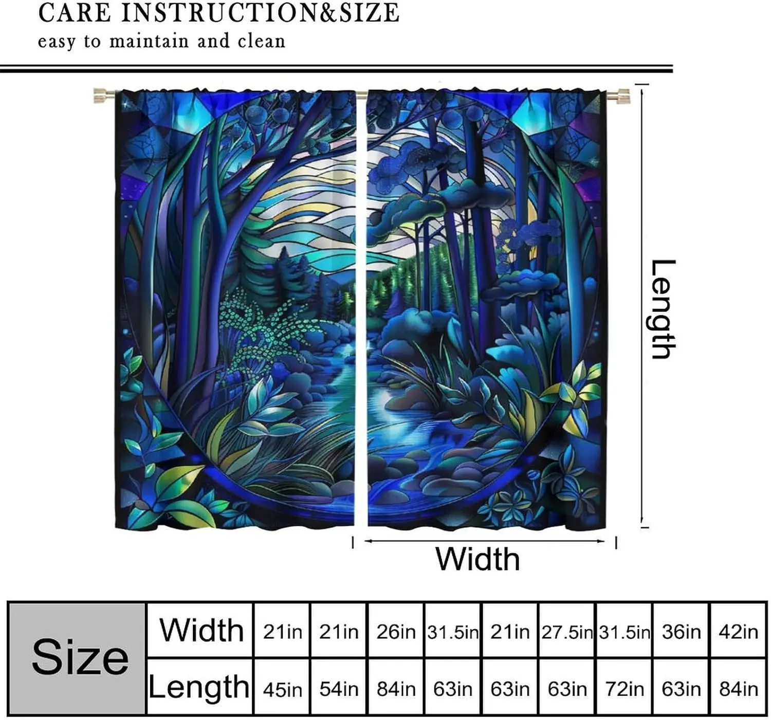 Luxurious Mystical Forest Curtains Blue Green Jungle Scene Window Treatment Bohemian Aesthetic Home Decor Curtains Panels