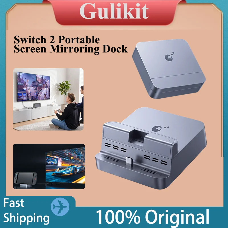 Док-станция Gulikit Switch, портативная, с несколькими портами, выходом 4K 60Hz HDR, поддержкой зарядки 100W PD, совместима с Nintendo Switch 2 OLED.