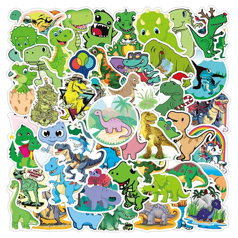 50 Pieces Of Creative Cartoon Animal Q Version Dinosaur Graffiti Stickers Suitcase Refrigerator Keyboard DIY Stickers KTTZ226