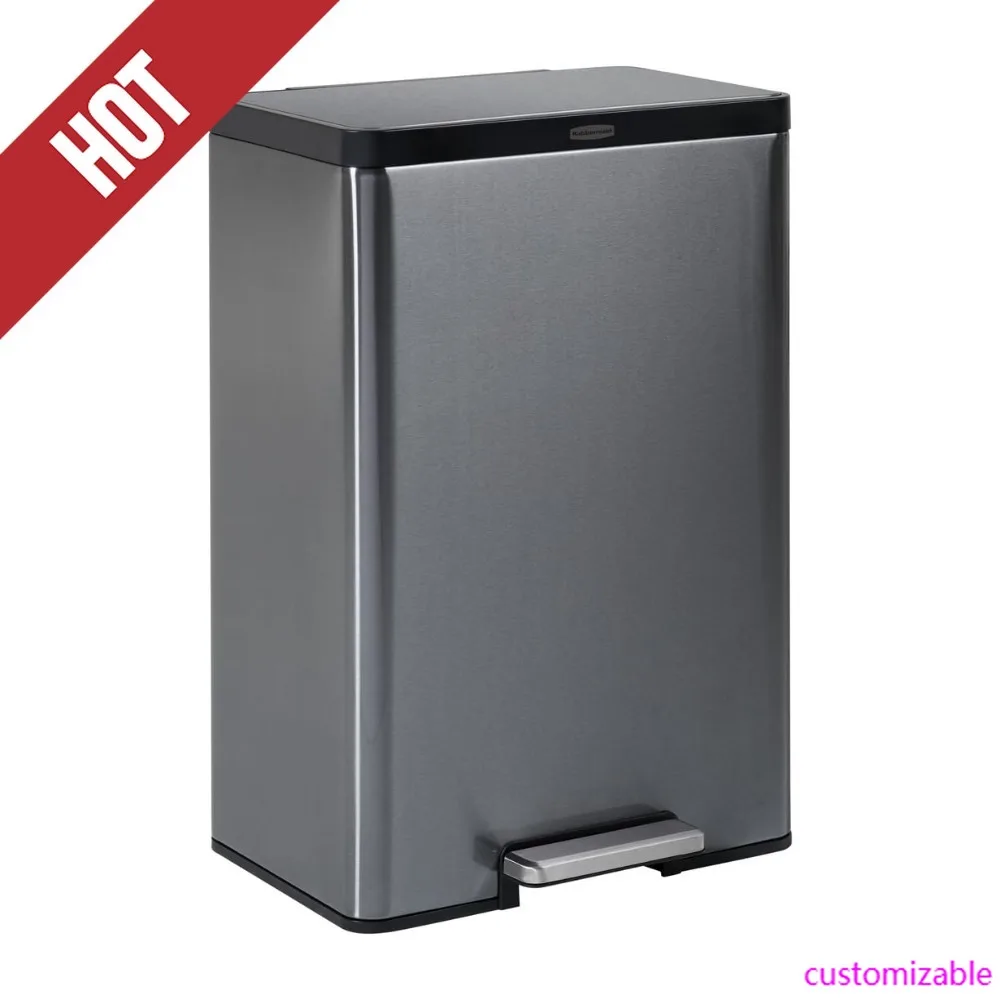 

Hot-Elite Stainless Steel Step-On Trash Can, 12 Gallon, Charcoal, Wastebasket For Home/Kitchen/Garage/Apartment/Office