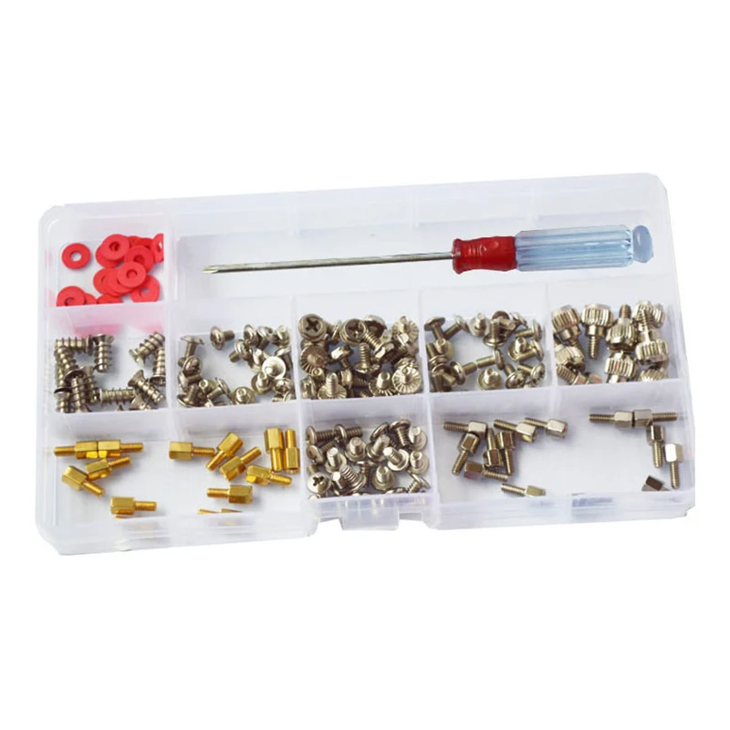 DIY Motherboard Mount Computer Screw Bolt PCB Support Standoffs Set Accessories Kit PC Case Fan Screws Hard Drive Red Washers