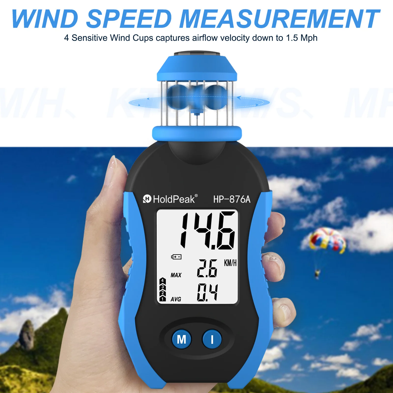 

For Nautical, Meteorology, Aviation Air Movement Practice Monitoring Instrument Tools HP-876A Anemometer 360 Degree Measurement