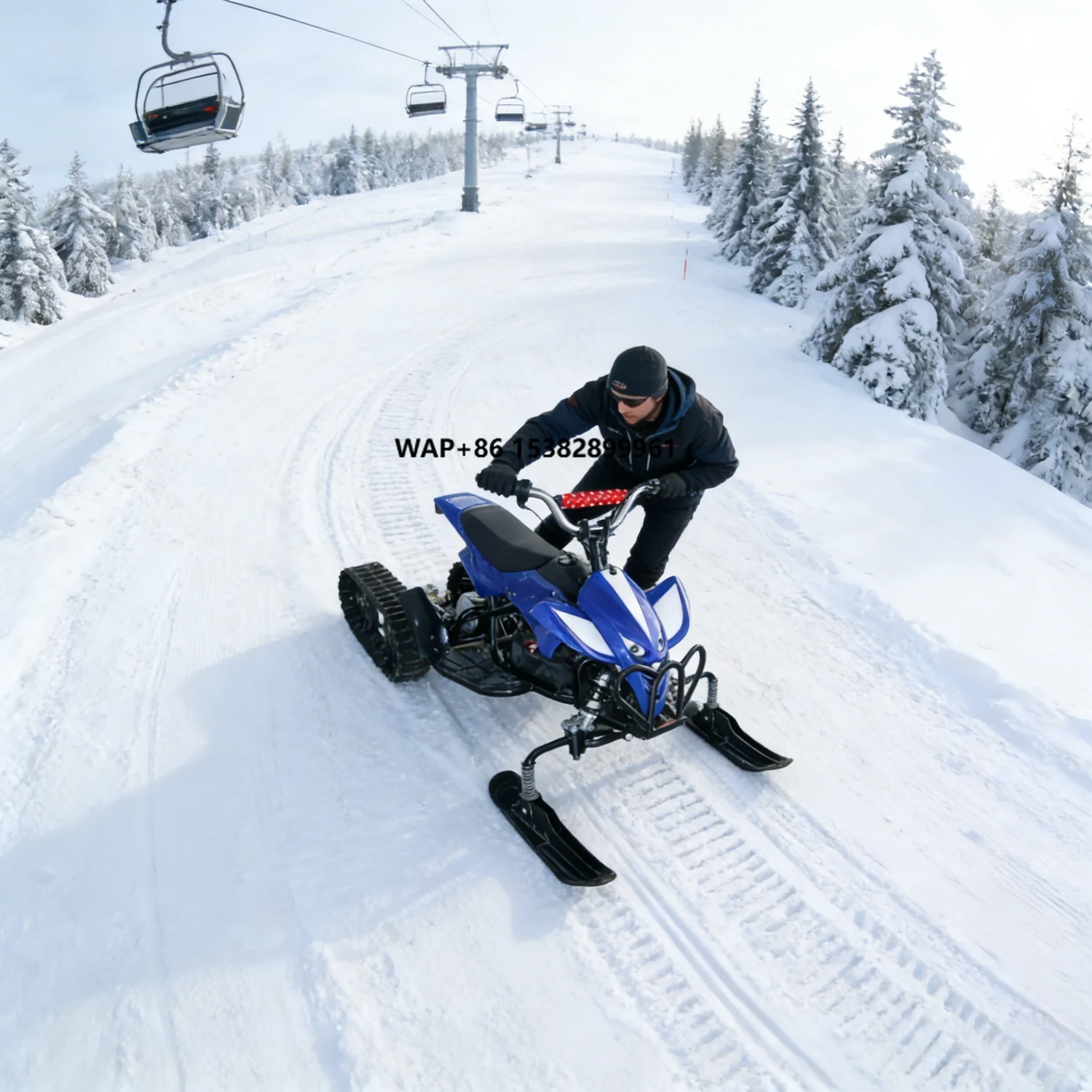 Steel Frame Anti-Freeze Plastic 50KG Capacity 20KM Range Rear Track Drive 36V350W Kids & Adults Electric Snowmobile