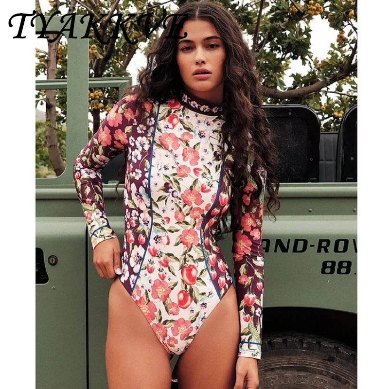 

TYAKKVE 2024 Bikini Swimwear Women's Swimming Suit One Piece Fragmented Flower Sports Surfing Suit Printed Skirt Two Piece Set