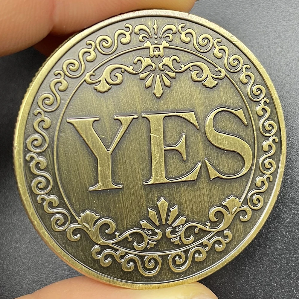 Yes or No Bronze Coin Retro Coin Collectibles Decision Challenge Coin Double Sided Yes No Decoration Magic Props Festival Gift