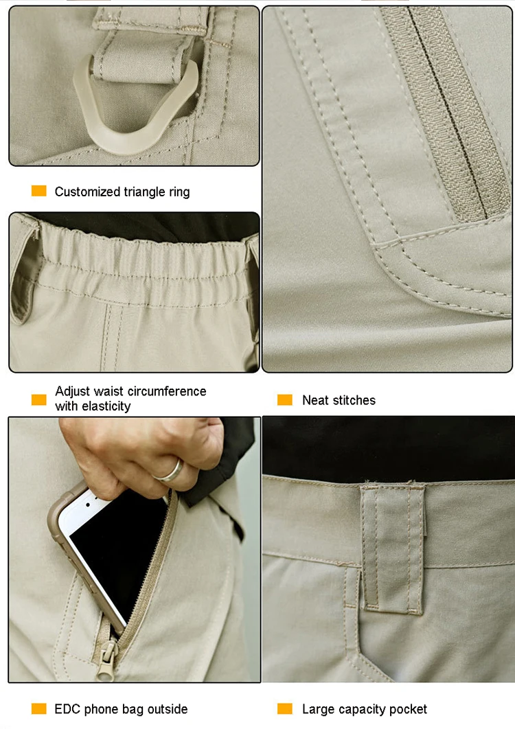 TRVLWEGO Herren Taktische Cargo-Shorts Schnelltrocknende Wander- und Arbeitshosen mit Mehreren Taschen Freizeit-Reise-Anglerhosen – Detail 4