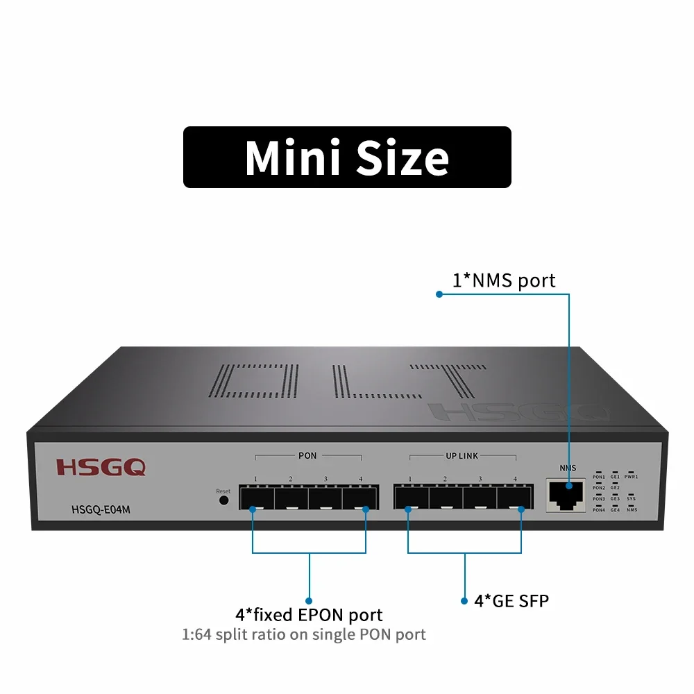 HSGQ free shipping 4 PON Ports mini EPON OLT,  4 SFP 1.25G optical uplink ports, HSGQ 4 EPON OLT