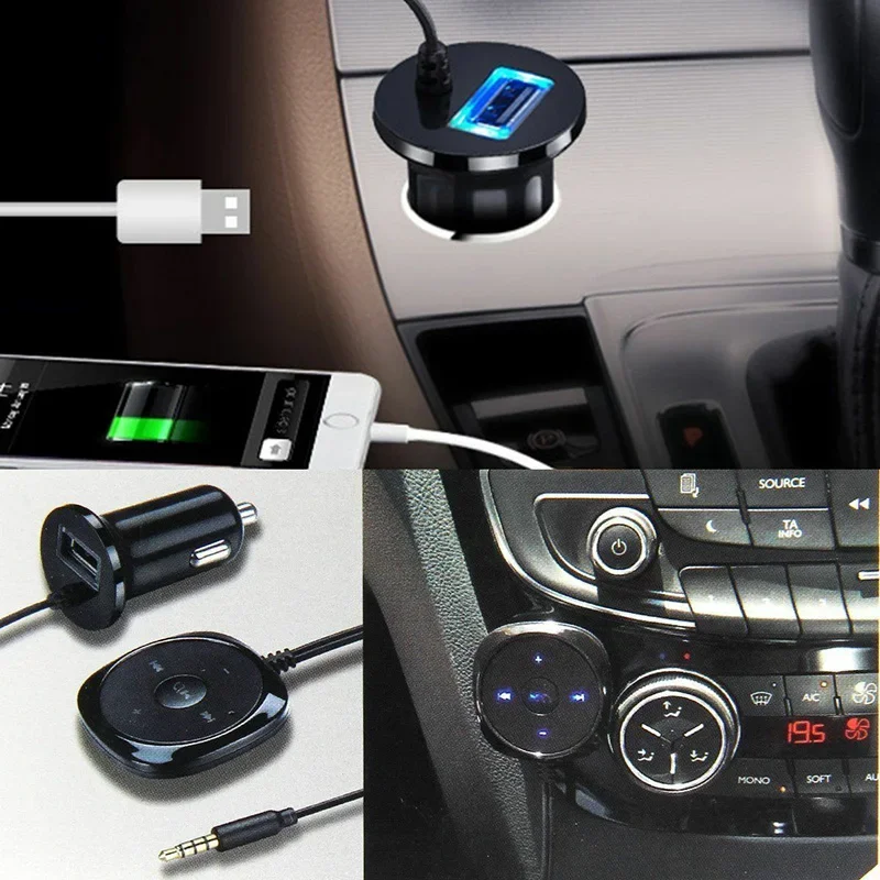 Car Bluetooth Receiver Car Adapter 3.5mm AUX Car Kit Adapter Bluetooth Music Handsfree Receiver for IPad Phone