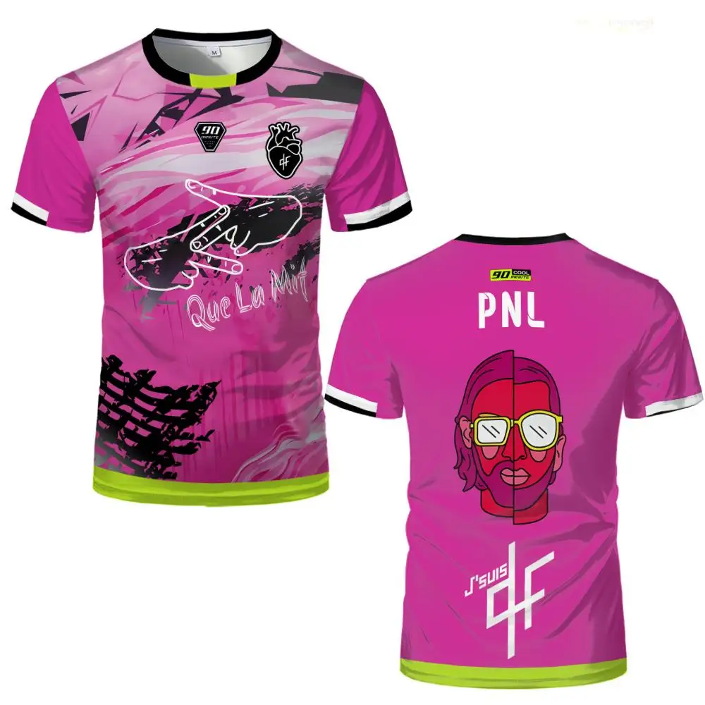 PNL Maillots 90Minute Jersey Impresso Respirável Camiseta de Treinamento de Futebol Masculino E Feminino Na Moda de Manga Curta Camiseta Pescoço