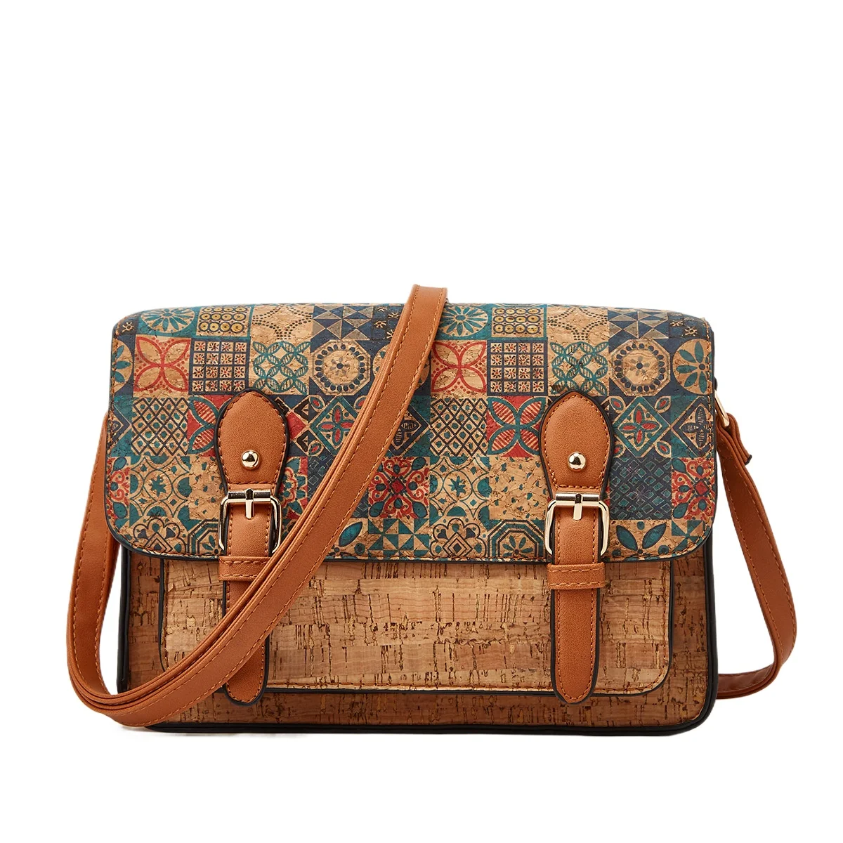 

Women's 2025 New Large Capacity Shoulder Bag/Crossbody Bag with Print, Retro Ethnic Style, Messenger Bag