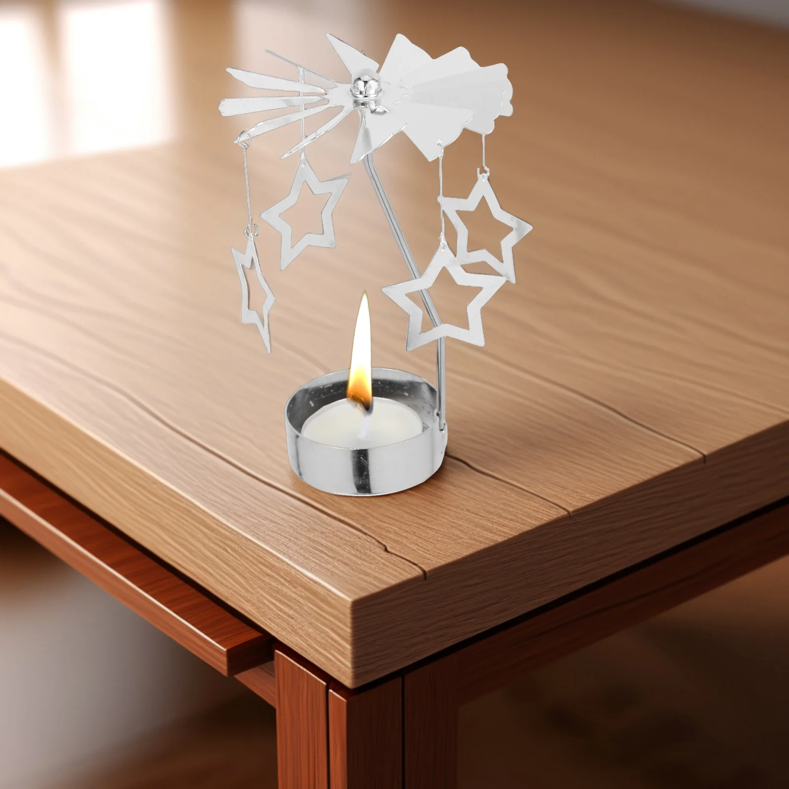 

Rotating Wind Lamp Stainless Steel Iron Five Pointed Star Holder For Home Wedding Party Decoration Tabletop