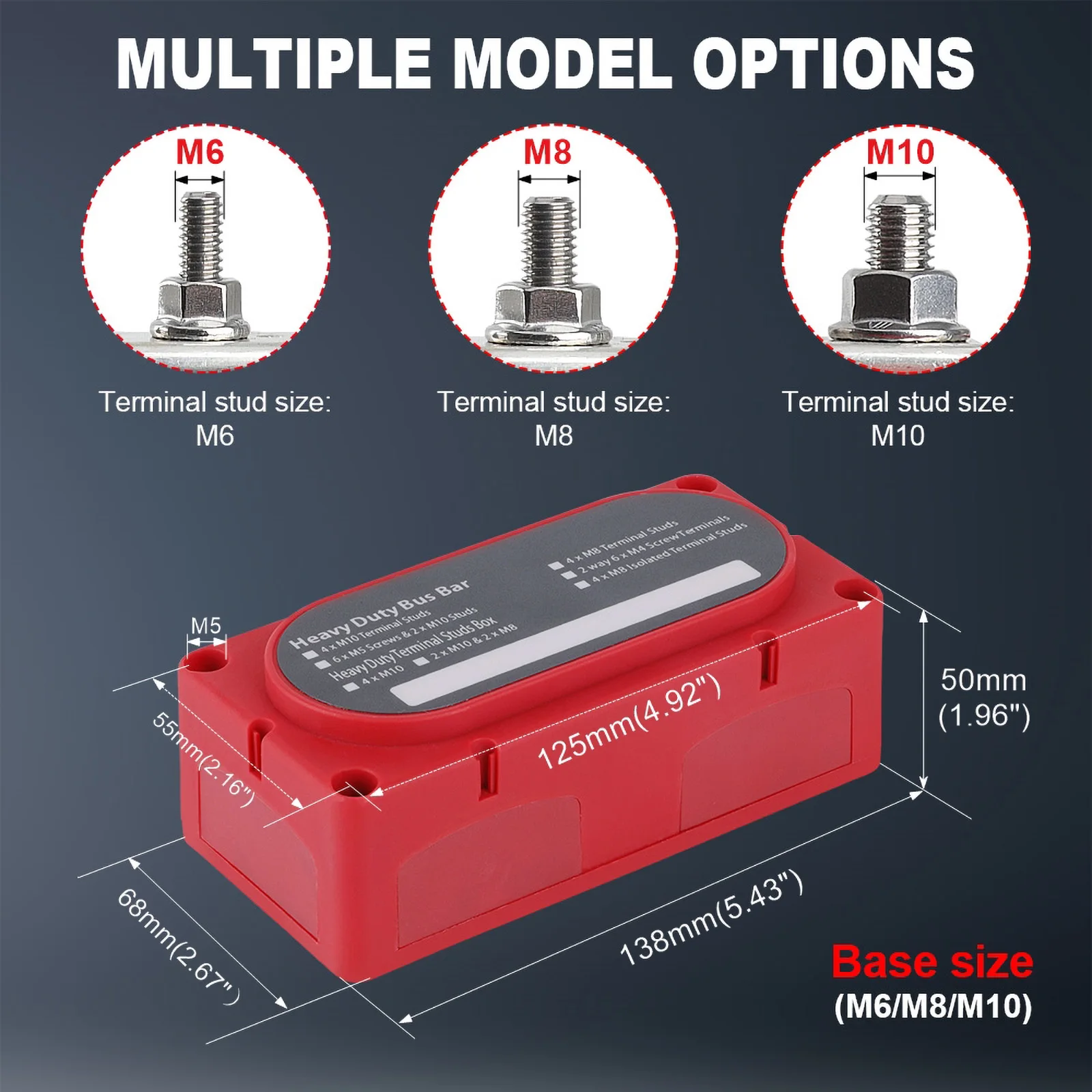 Module de bloc de Distribution d'énergie robuste 12-48V 300A, conception de barre omnibus marine universelle pour camion pour voiture pour bateau M6 M8 M10