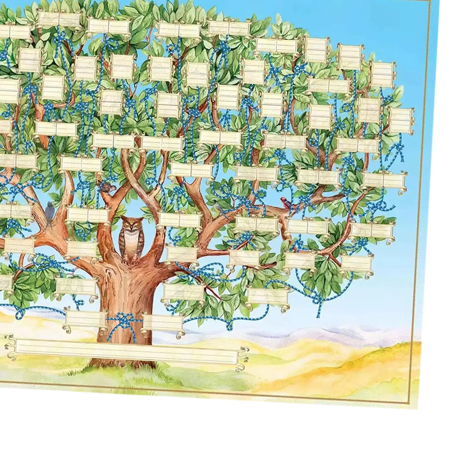 Fillable Family Tree Diagram Chart Polyester Genealogy Poster Art Wall Hanging for Home Decor