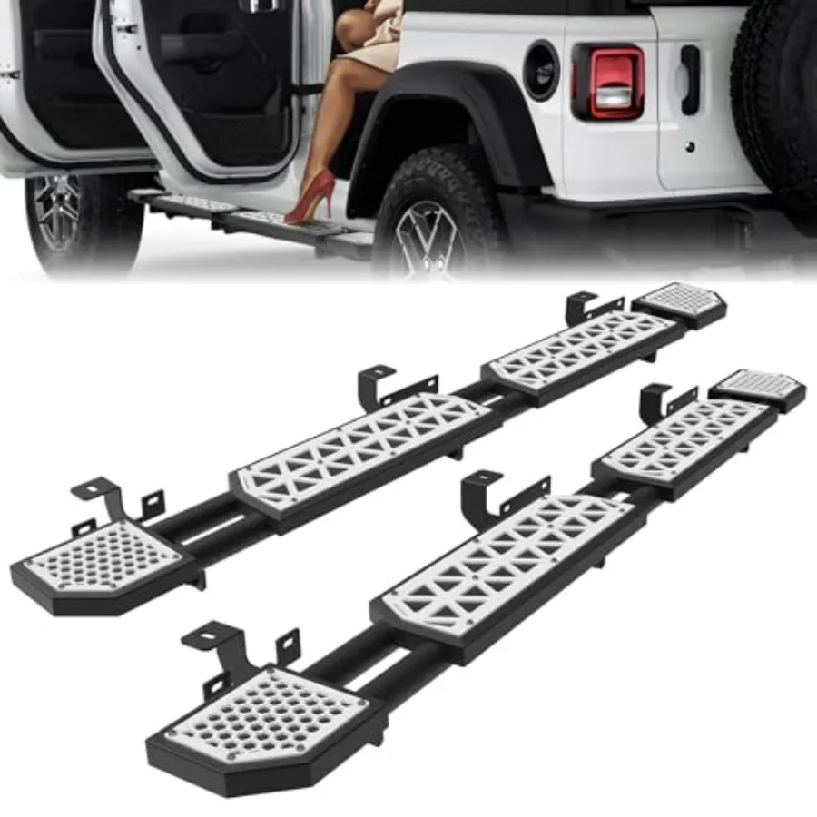 

Running Boards Fit for Jeep Wrangler JL 2018-2024 2025 2026 Side Steps for JL 4 Door 7 Inch Rock Rail Steps DIY Painting White