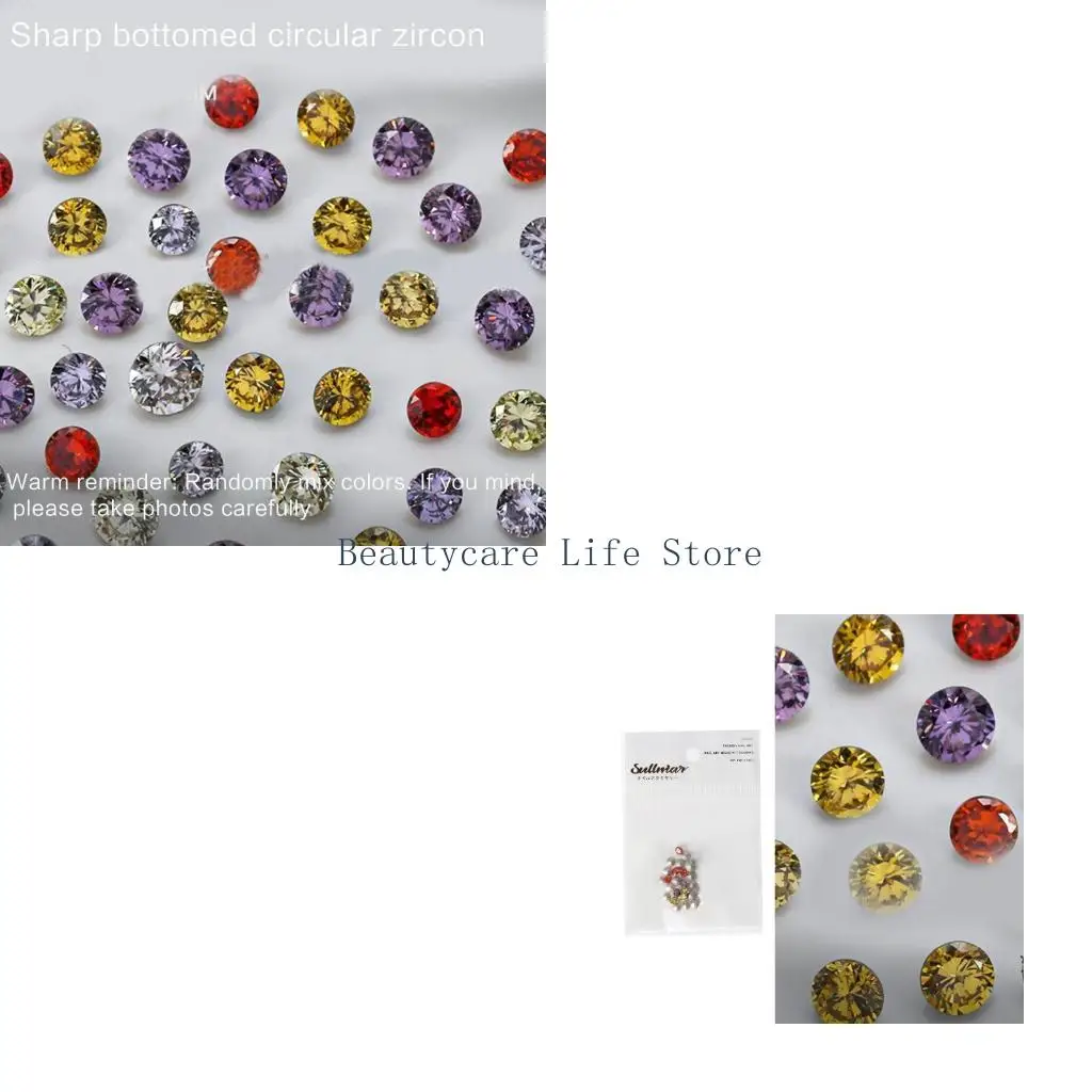 652C Assorted Color Circular Pointed Base Diamonds for Nail Art Fashion Accessories