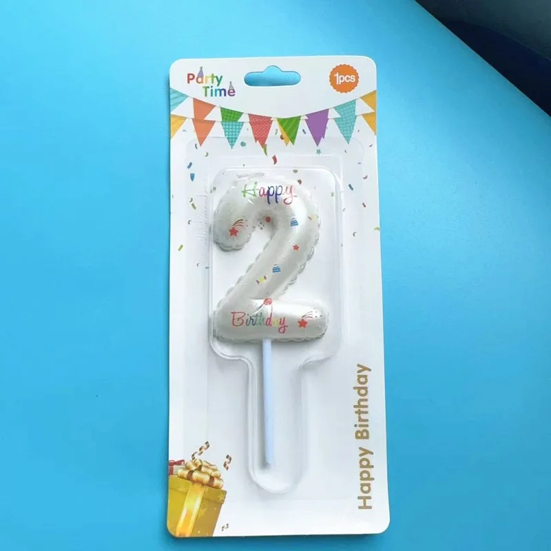 Pink White Balloon Number Candles for Baking Cake Decoration with Ins Trendy Happy Birthday Love Design Decoration Свечи
