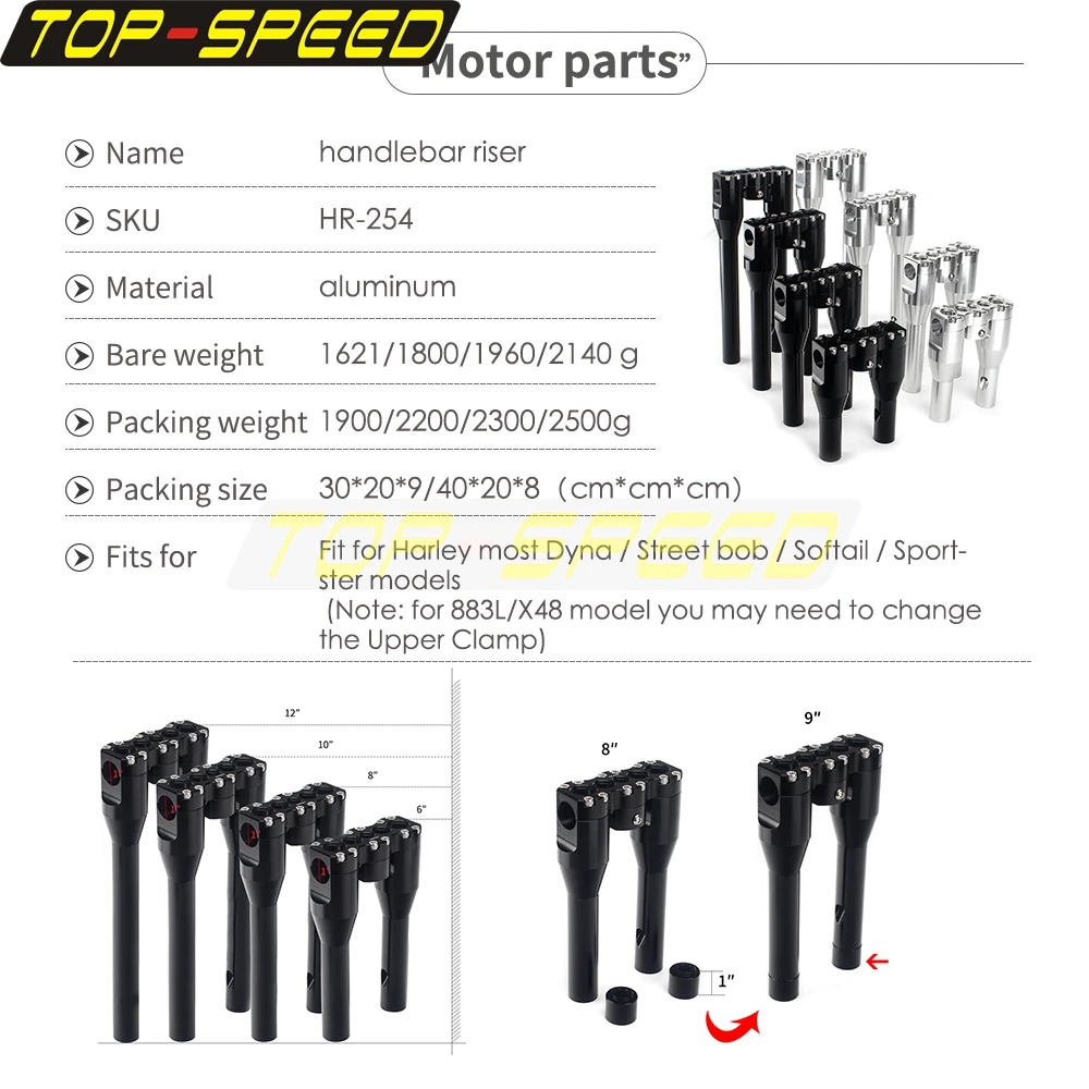 Aluminum Motorcycle Accessories Top Clamp Handlebar Risers Kit For Harley FLFB FLFBS FLSL FXBB FXBR FXBRS FXDRS FXFB FXFBS FXLRS