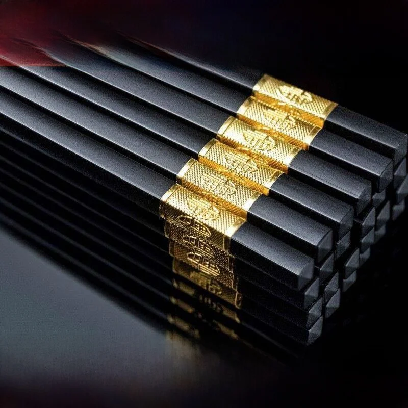 

High-End Japanese Style Alloy Chopsticks Anti-Mold Slip-Resistant Heat-Resistant Long Commercial Use for Hotel Dining Hall
