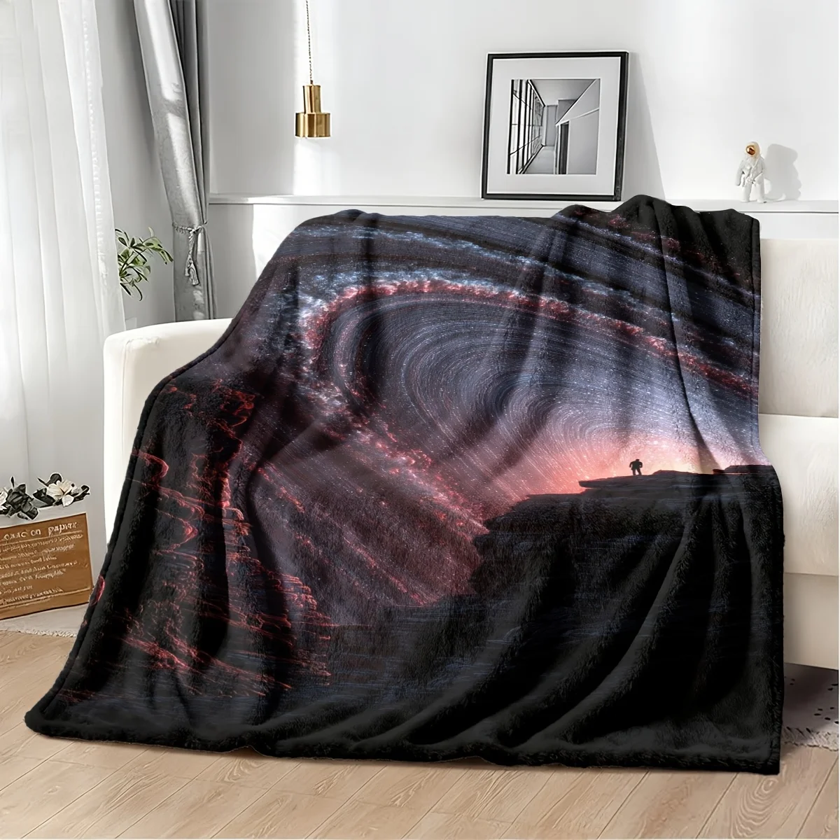 Cosmic Milky Way Galaxy Starry Night Throw Blanket Plush Nap Cover Fleece Decorative Boho Couch Bed Decor Gift