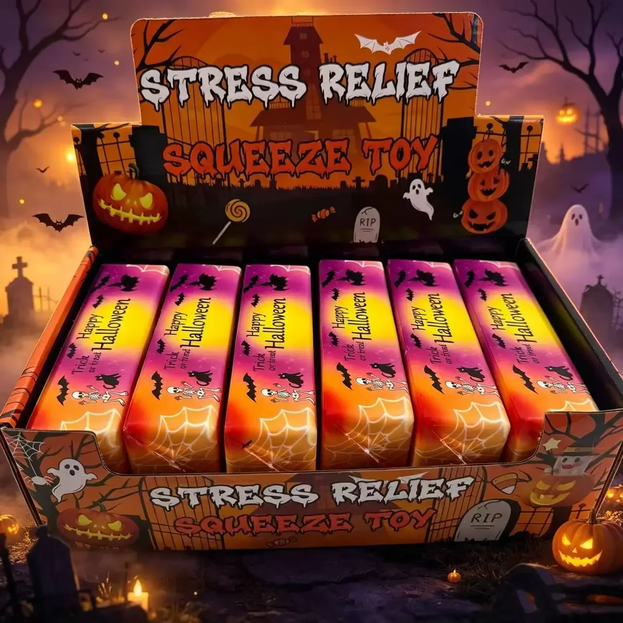 Halloween Langsam Aufsteigender Squishy Butterstick Antistress Fidget-Spielzeug Stressabbau Weiches Quetsch-Elastik-Spielzeug für Partygeschenke – Detail 2