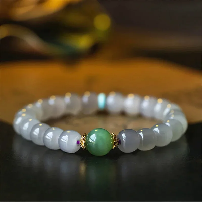 

Genuine Natural Purple Color Hetian Jade Beaded Bracelet Bangles for Women Turquoise Spacer Buddha Beads Strand Bracelet Jewelry