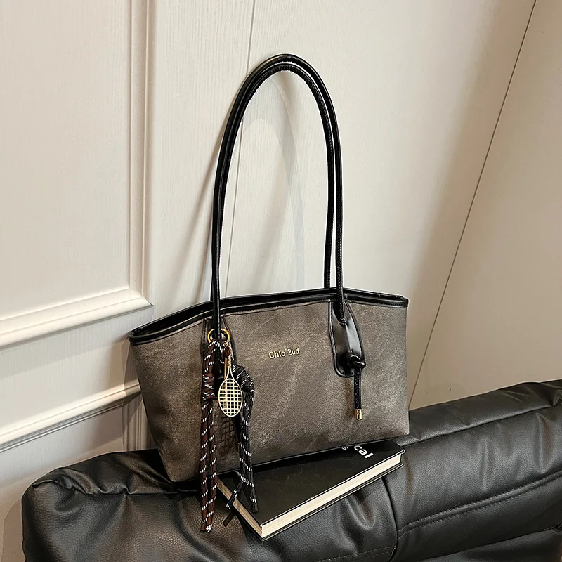 Trend commuter retro popular fashion shoulder bag texture casual tote bag