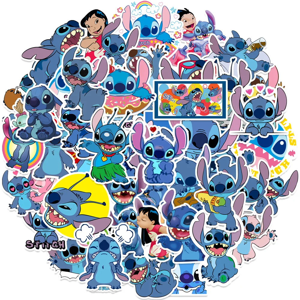 Disney Lilo & Stitch Kawaii Stickers - 50PCS Cute Cartoon Waterproof Laptop Phone Suitcase Decor, Kid's Toy Gift