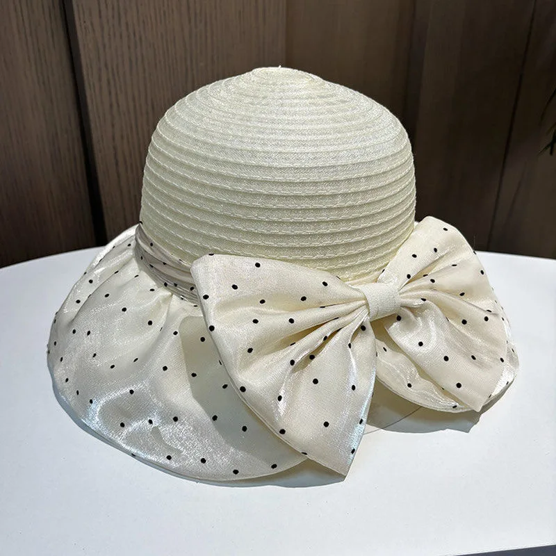 

Hat Women's Bucket Hat Sun Protection Breathable Splicing Fashion Polka Dot Big Edge Sun Hat Vacation Face Protection Sun Hat